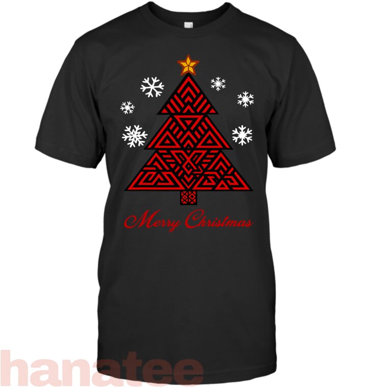 Geometric Red Christmas Tree Abstract Math-Inspired