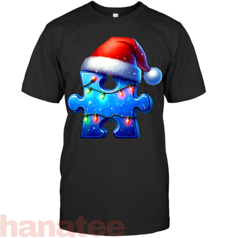Puzzle Piece Santa Hat Autism Awareness