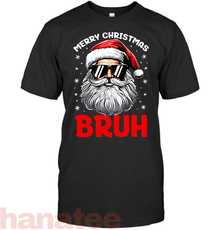 Merry Christmas Bruh Funny Santa Claus Retro