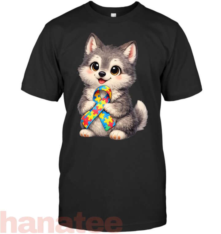 Autism Wolf Awareness Yellow Red Blue