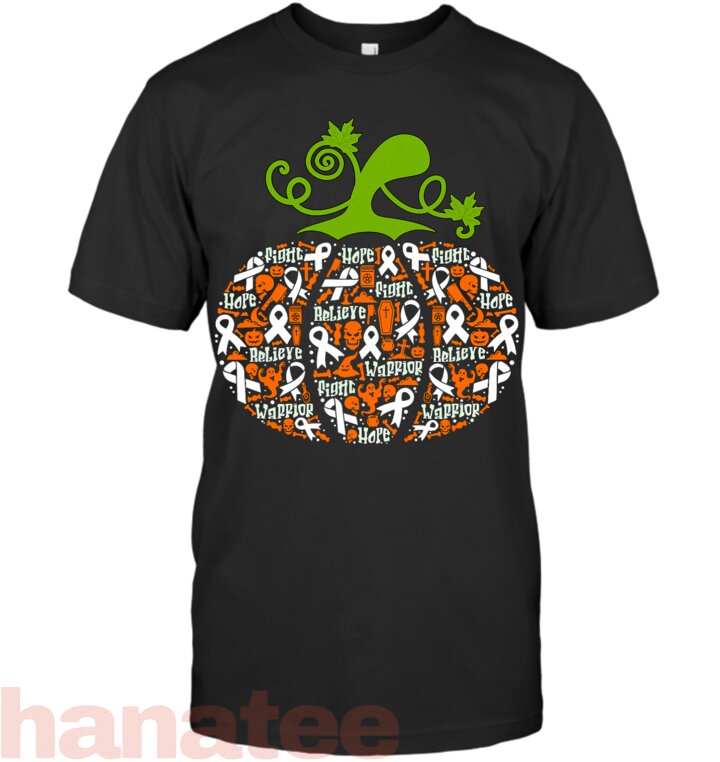 Lung Cancer Halloween Pumpkin White Ribbon