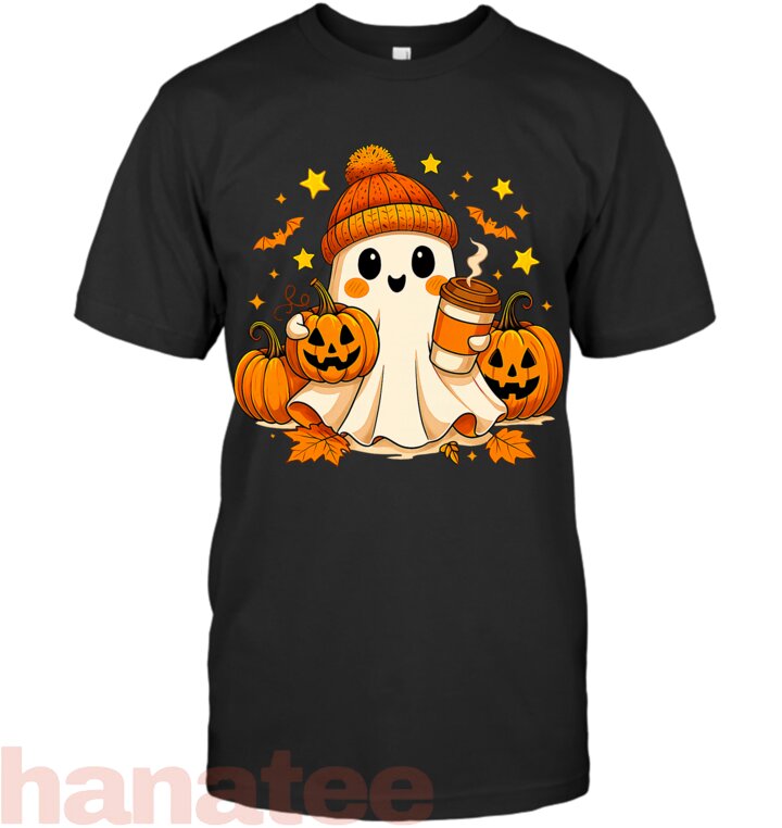 Cute Ghost Drinking Coffee Halloween