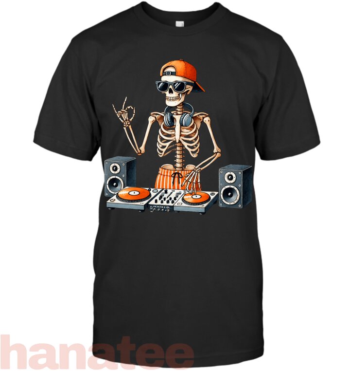 Skeleton DJ Halloween Costume Turntable Music
