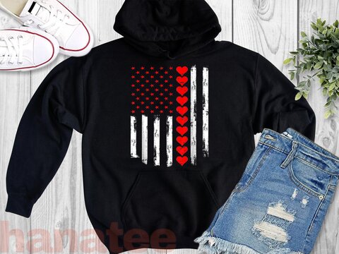 Vintage Valentines Day American Flag